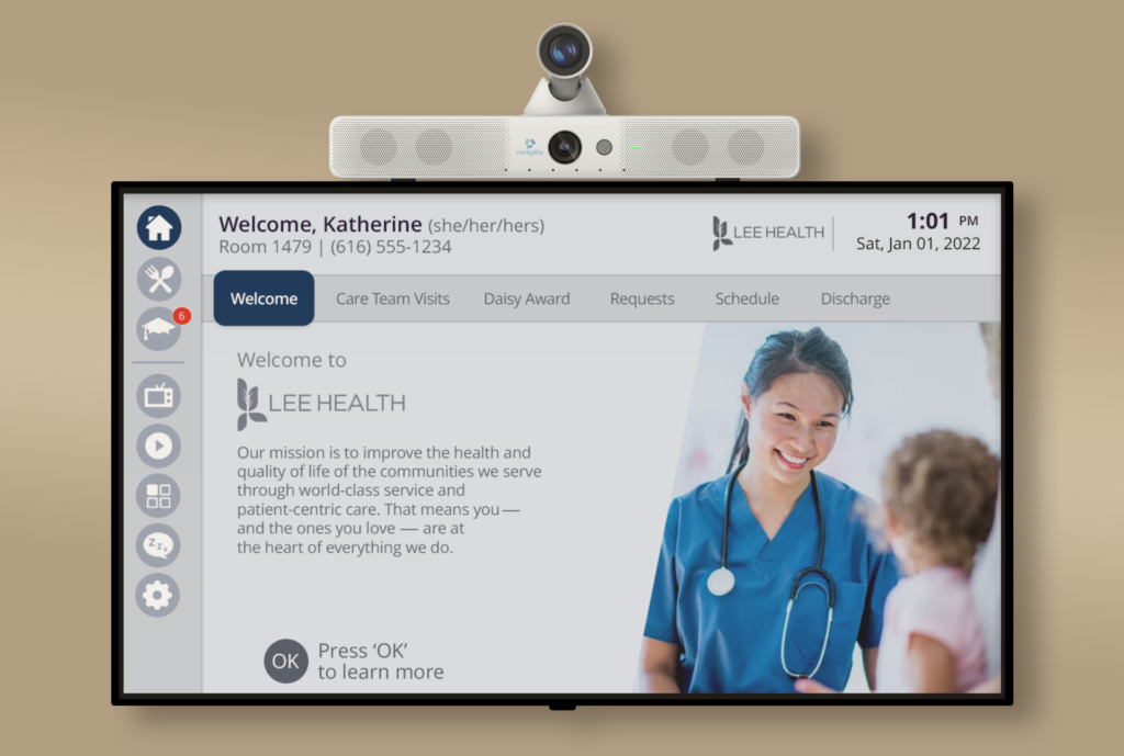 Lee Health Virtual Nursing with the Caregility APS200 Duo telehealth edge device.