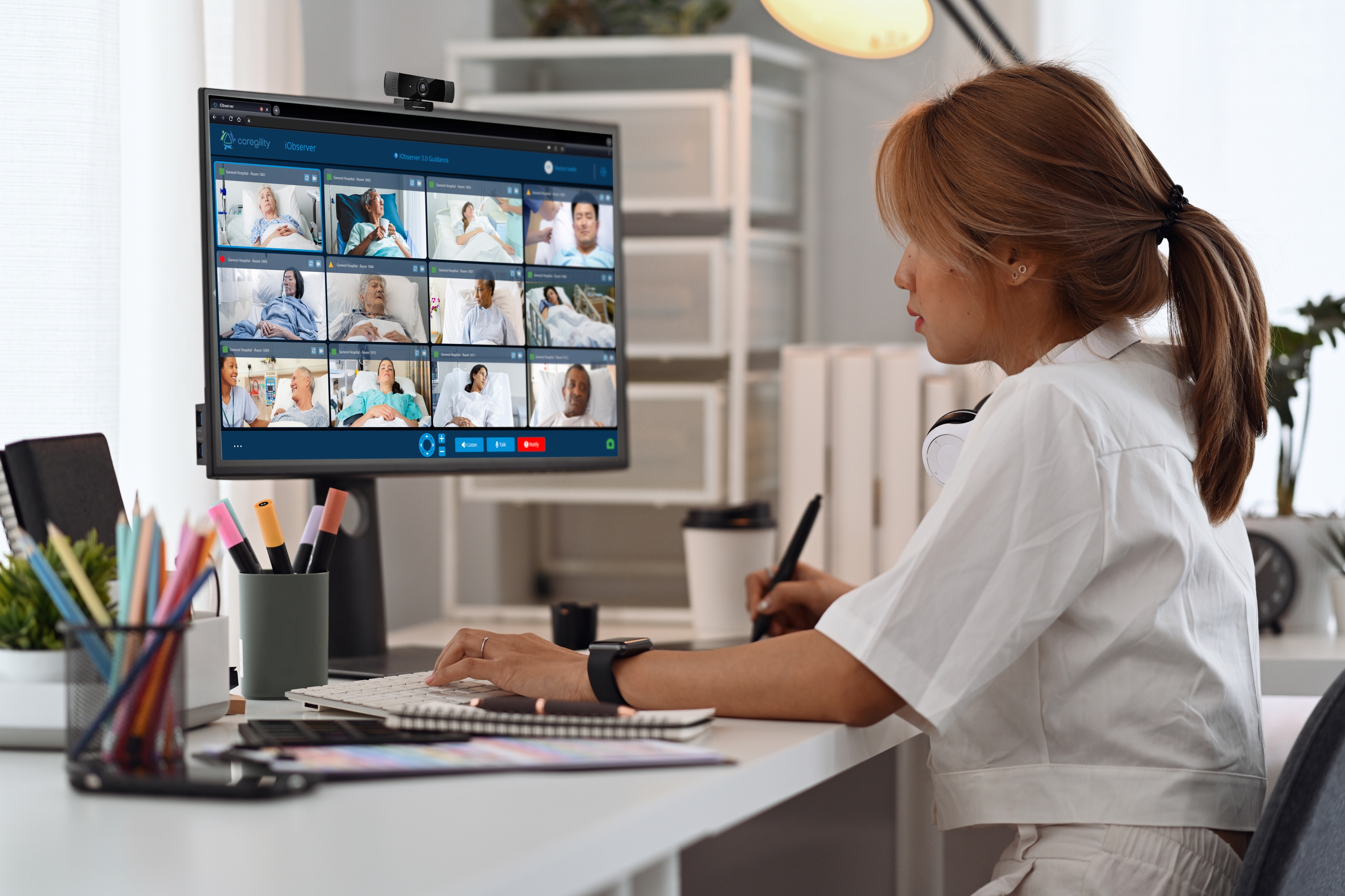 Nursing using Caregility iObserver 3.0 app for Virtual Patient Observation